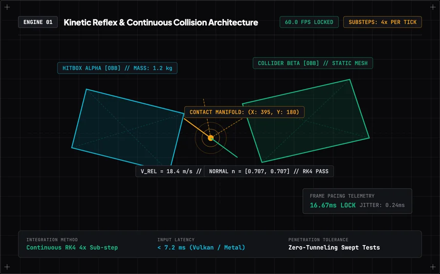 Prime1 Kinetic Combat Engine collision mesh and impulse telemetry visualization